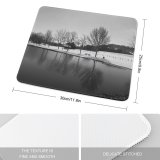 yanfind The Mouse Pad Trees Lake Snow Winter Coldness Season Outdoor Scenery Landscape Frost Frosty Grey Pattern Design Stitched Edges Suitable for home office game