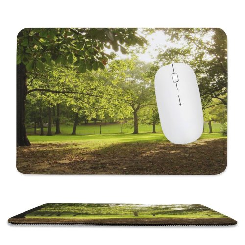 yanfind The Mouse Pad Central Leaves Light Sunny Grass Tree Sunlight Park Sunlight Park York Outdoor Pattern Design Stitched Edges Suitable for home office game