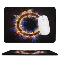 yanfind The Mouse Pad Abstract Fire Ring Energy Flames Pattern Design Stitched Edges Suitable for home office game