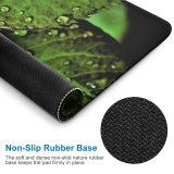 yanfind The Mouse Pad Dark Leaves Drops Dew Closeup Macro Fresh Wet Greenery Pattern Design Stitched Edges Suitable for home office game
