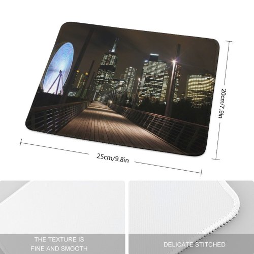 yanfind The Mouse Pad Melbourne Night Area Skyscraper Lights Towers City Night Movement Wheel Boards Skyscrapers Pattern Design Stitched Edges Suitable for home office game