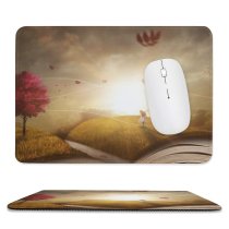 yanfind The Mouse Pad Comfreak Fantasy Purple Tree Autumn Girl Dream Sunlight Pattern Design Stitched Edges Suitable for home office game