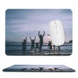 yanfind The Mouse Pad Fun Sea Leisure Beach Shore Seashore Silhouette Happiness Friends Free Ocean Friendship Pattern Design Stitched Edges Suitable for home office game