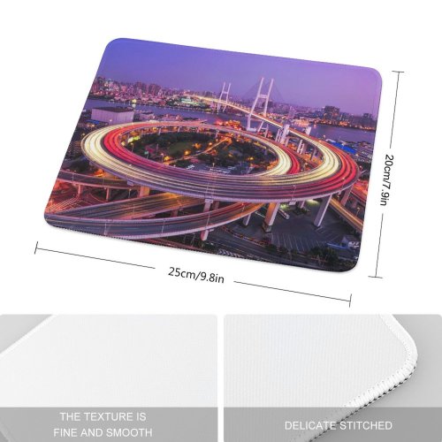 yanfind The Mouse Pad Nanpu Bridge Modern Architecture Cityscape Shanghai City Lights Exposure Pattern Design Stitched Edges Suitable for home office game