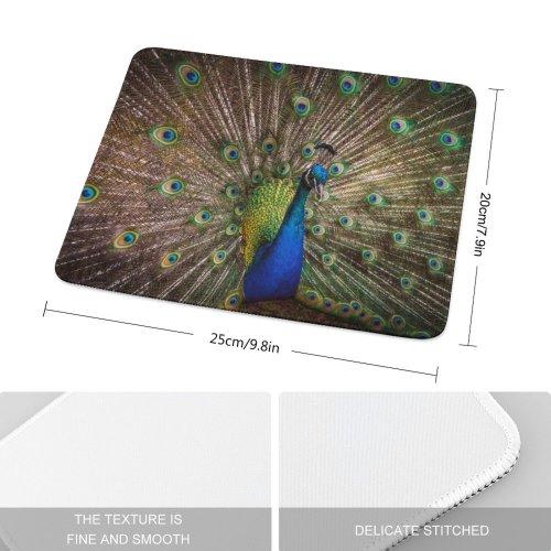 yanfind The Mouse Pad Paul Carmona Peacock Peafowl Beautiful Feathers Closeup Bird Colorful Pattern Design Stitched Edges Suitable for home office game