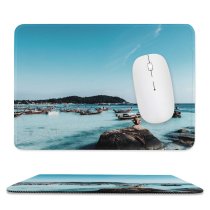 yanfind The Mouse Pad Boats Clear Tourism Coast Sand Scenery Coastline Clouds Crystal Landscape Daylight Daytime Pattern Design Stitched Edges Suitable for home office game