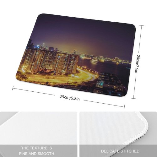 yanfind The Mouse Pad Nattu Adnan Quarry Bay Park Hong Kong City Cityscape Night Time City Pattern Design Stitched Edges Suitable for home office game