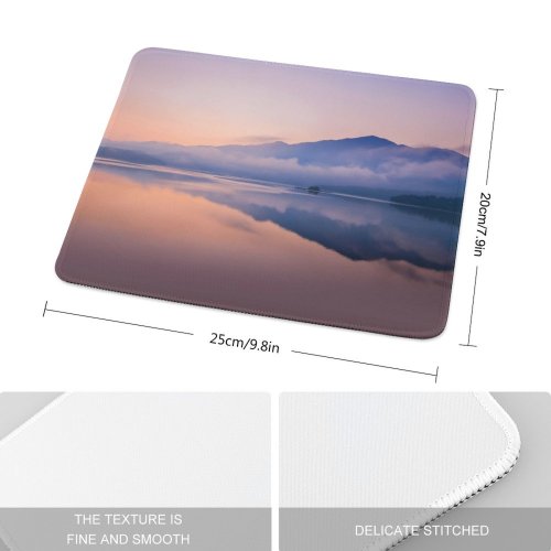 yanfind The Mouse Pad Mountain Sunrise Foggy Lake Reflection Dawn Pattern Design Stitched Edges Suitable for home office game