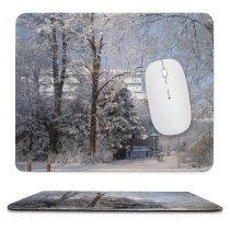 yanfind The Mouse Pad Europe Council Trees Sky Tree Ice Plant Branch Frost Winter Freezing Snow Pattern Design Stitched Edges Suitable for home office game