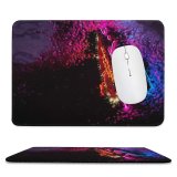 yanfind The Mouse Pad Blur Focus Dark Time Design Illuminated Lights Evening Technology Electricity Colorful Display Pattern Design Stitched Edges Suitable for home office game