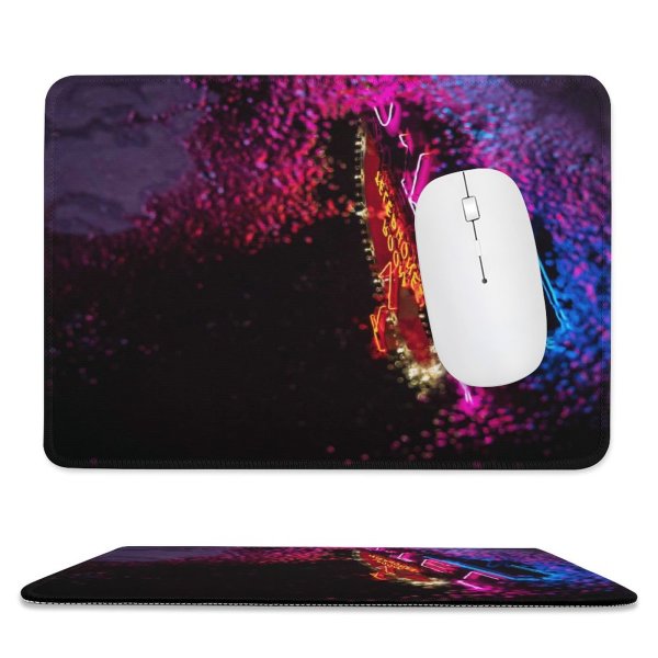 yanfind The Mouse Pad Blur Focus Dark Time Design Illuminated Lights Evening Technology Electricity Colorful Display Pattern Design Stitched Edges Suitable for home office game