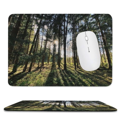 yanfind The Mouse Pad Scenery Grove Tree Sunlight Wilderness Plant Free Jungle Woodland Outdoors Forest Pattern Design Stitched Edges Suitable for home office game