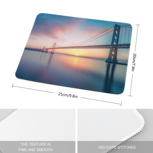 yanfind The Mouse Pad Oakland Bay Bridge San Francisco California Sunrise Exposure Landscape Pattern Design Stitched Edges Suitable for home office game