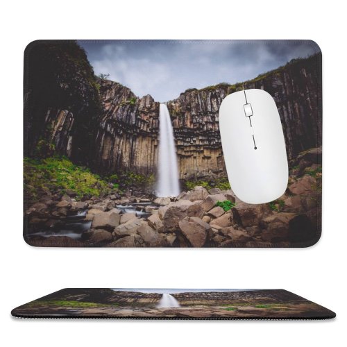 yanfind The Mouse Pad Denys Nevozhai Svartifoss Waterfall Vatnajökull National Park Lava Columns Rocks Cliff Iceland Pattern Design Stitched Edges Suitable for home office game