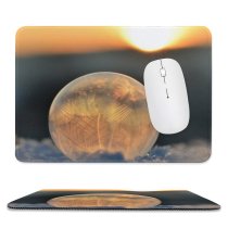 yanfind The Mouse Pad Blur Frozen Soap Winter Ball Season Science Crystalline Sunset Freeze Icy Light Pattern Design Stitched Edges Suitable for home office game