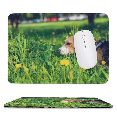 yanfind The Mouse Pad Dog Pet Pictures Strap Grass Hound Plant Creative Images Commons Beagle Pattern Design Stitched Edges Suitable for home office game