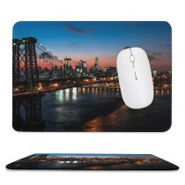 yanfind The Mouse Pad Matteo Catanese Williamsburg Bridge York City Suspension Bridge City Lights Night Cityscape Pattern Design Stitched Edges Suitable for home office game