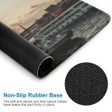 yanfind The Mouse Pad Boats City Port Sunset Evening Pier Travel Marina Ferry Cruise Watercrafts Dock Pattern Design Stitched Edges Suitable for home office game