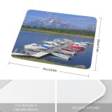 yanfind The Mouse Pad Boats Summer Jackson Grand Marina Sound Teton Mountains Outdoor Navigation National Dock Pattern Design Stitched Edges Suitable for home office game