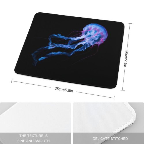 yanfind The Mouse Pad Collins Black Dark Jellyfish Aquarium Glowing AMOLED Underwater Pattern Design Stitched Edges Suitable for home office game