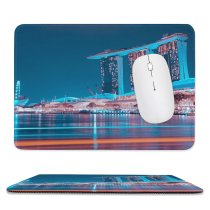 yanfind The Mouse Pad Pang Yuhao Marina Bay Sands Singapore Hour Night Lights Waterfront Reflection Modern Pattern Design Stitched Edges Suitable for home office game