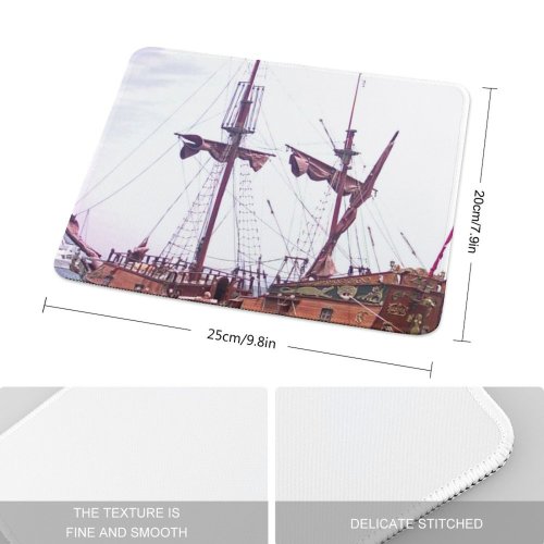 yanfind The Mouse Pad Flagship Watercraft Caravel Pirate Sea Vehicle Ship Sailboat Carrack Wood Ship Boat Pattern Design Stitched Edges Suitable for home office game