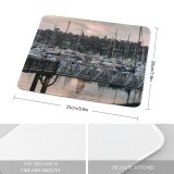 yanfind The Mouse Pad Boats Clouds Port Sunset Pier Travel Bridge Marina Watercrafts Dock Transportation Reflection Pattern Design Stitched Edges Suitable for home office game