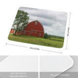 yanfind The Mouse Pad Building Farming Barn Field Bushes Area Farmhouse Rural Lot Crops Barn Clouds Pattern Design Stitched Edges Suitable for home office game
