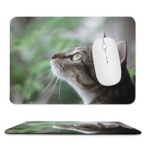 yanfind The Mouse Pad Blur Focus Whiskers Cat Depth Field Shallow Pet Tabby Cat's Fur Furry Pattern Design Stitched Edges Suitable for home office game