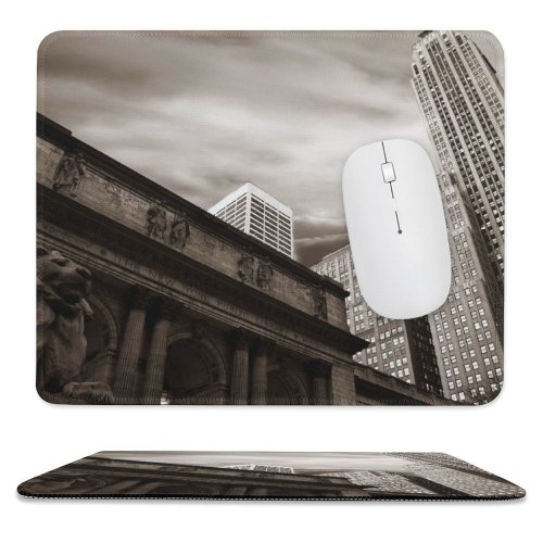 yanfind The Mouse Pad Building Building Area Library Landmark York Sky Classic Public Skyscraper Metropolitan Books Pattern Design Stitched Edges Suitable for home office game