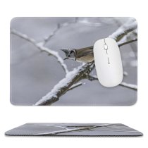yanfind The Mouse Pad Blur Frozen Tree Winter Forest Branch Wild Birdwatching Daylight Lophophanes Avian December Pattern Design Stitched Edges Suitable for home office game
