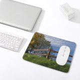 yanfind The Mouse Pad Family Rural Sky Fence Tree Fence Wood Grass Area Autumn Pattern Design Stitched Edges Suitable for home office game