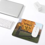 yanfind The Mouse Pad Maple Autumn Larch Woody Leaves Plant Fall Fence Wood Lanscape Leaf Tree Pattern Design Stitched Edges Suitable for home office game