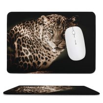 yanfind The Mouse Pad Black Dark Leopard Wildcat Wildlife Closeup Pattern Design Stitched Edges Suitable for home office game
