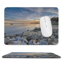 yanfind The Mouse Pad Boats Backlit Sand Clouds Sunset Landscape Evening Travel Island Beach Sun Outdoors Pattern Design Stitched Edges Suitable for home office game