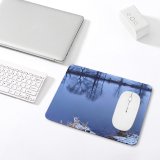 yanfind The Mouse Pad Mirror Winter Landscape Reflection River Sky Tree Winter Natural Evening Freezing Snow Pattern Design Stitched Edges Suitable for home office game