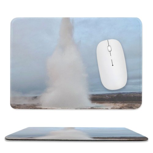 yanfind The Mouse Pad Eruption Iceland Pictures Winter Haukadalur Outdoors Snow Free Volcano Snowman Geyser Pattern Design Stitched Edges Suitable for home office game