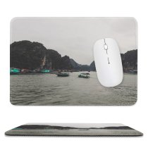 yanfind The Mouse Pad Boats Bay Tourism Ha Port Archipelago Landscape Daylight Mountains Pier Travel Watercrafts Pattern Design Stitched Edges Suitable for home office game