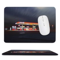 yanfind The Mouse Pad Blur Gas Lights Evening Travel Highway Transportation Outdoors Road Vehicle Motion Station Pattern Design Stitched Edges Suitable for home office game
