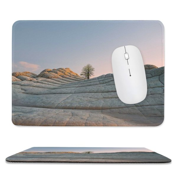 yanfind The Mouse Pad MacOS Big Sur Daytime Lone Tree Sedimentary Rocks Daylight IOS Pattern Design Stitched Edges Suitable for home office game