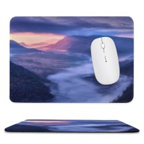 yanfind The Mouse Pad Mountains Sunrise Scenic Early Morning Countryside Village Sunlight Hill Station Clouds Foggy Pattern Design Stitched Edges Suitable for home office game
