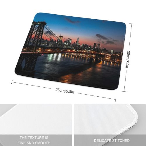 yanfind The Mouse Pad Matteo Catanese Williamsburg Bridge York City Suspension Bridge City Lights Night Cityscape Pattern Design Stitched Edges Suitable for home office game