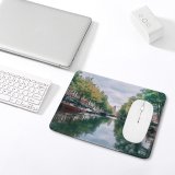 yanfind The Mouse Pad Boats Amsterdam River Tourism City Canal Iconic Buildings Architecture Town Pattern Design Stitched Edges Suitable for home office game