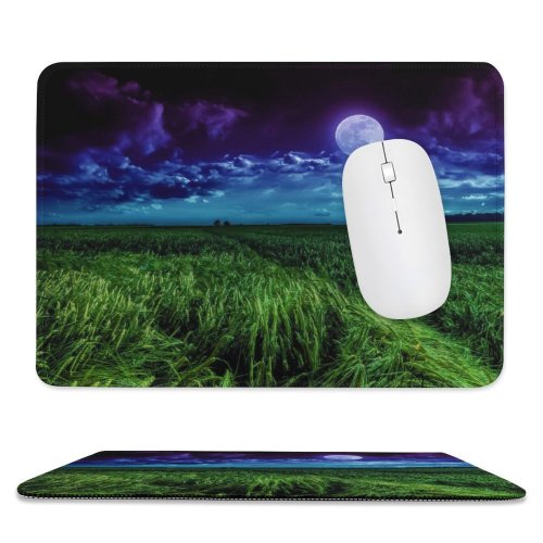 yanfind The Mouse Pad Moon Landscape Night Field Cloudy Pattern Design Stitched Edges Suitable for home office game