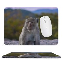 yanfind The Mouse Pad Blur Fur Monkey Focus Macaque Field Ape Shallow Primate Furry Wildlife Depth Pattern Design Stitched Edges Suitable for home office game