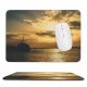 yanfind The Mouse Pad Backlit Golden Afterglow Scenery Clouds Sunset Beach Ripples Peaceful Sunrise Boat Tranquil Pattern Design Stitched Edges Suitable for home office game