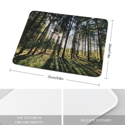 yanfind The Mouse Pad Scenery Grove Tree Sunlight Wilderness Plant Free Jungle Woodland Outdoors Forest Pattern Design Stitched Edges Suitable for home office game