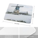 yanfind The Mouse Pad Building Mill Mill Sky Vehicle Ice Snow Arctic Winter Holland Windmill Wind Pattern Design Stitched Edges Suitable for home office game