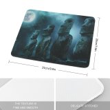 yanfind The Mouse Pad Moai Statues Easter Island Moon Stars Night Sky Pattern Design Stitched Edges Suitable for home office game