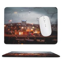 yanfind The Mouse Pad Blur Focus Dark Illuminated Lights Depth Window Evening Field Light Luminescence Wet Pattern Design Stitched Edges Suitable for home office game